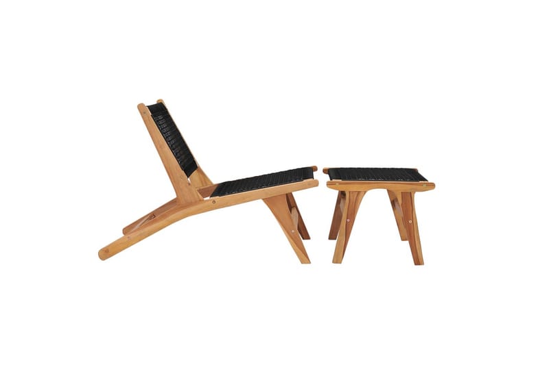 Solseng med fotstøtte heltre teak tre og tau - Brun - Hagemøbler - Stoler & Lenestoler - Spisestoler & hagestoler utendørs