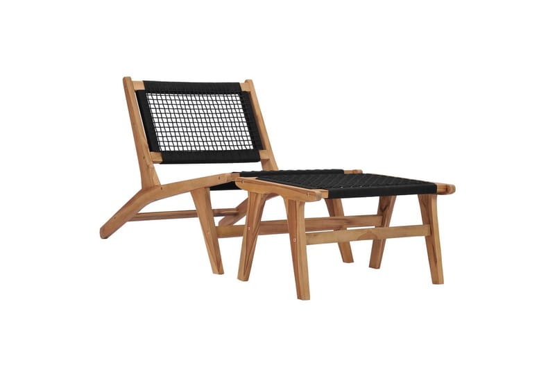 Solseng med fotstøtte heltre teak tre og tau - Brun - Spisestoler & hagestoler utendørs - Balkongstoler