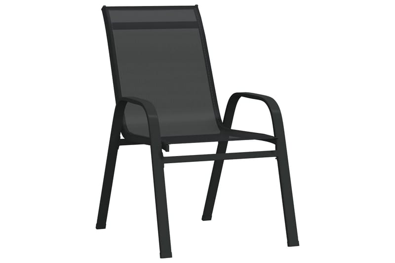 Stablebare hagestoler 2 stk svart textilene-stoff - Svart - Hagemøbler - Stoler & Lenestoler - Spisestoler & hagestoler utendørs