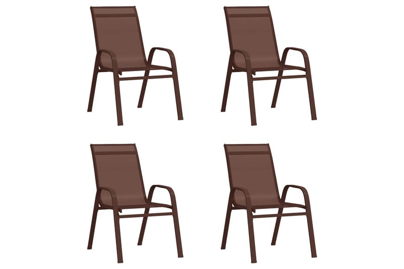 Stablebare hagestoler 4 stk brun textilene-stoff - Brun - Hagemøbler - Stoler & Lenestoler - Spisestoler & hagestoler utendørs