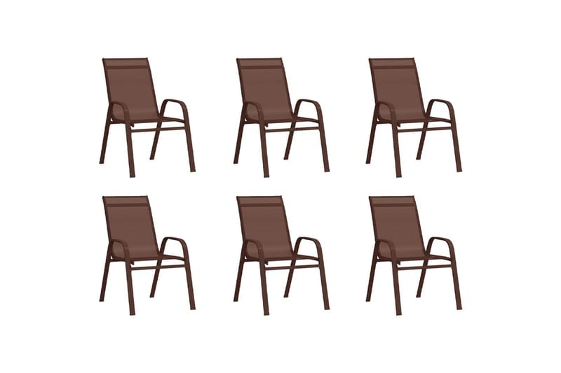 Stablebare hagestoler 6 stk brun textilene-stoff - Brun - Hagemøbler - Stoler & Lenestoler - Spisestoler & hagestoler utendørs