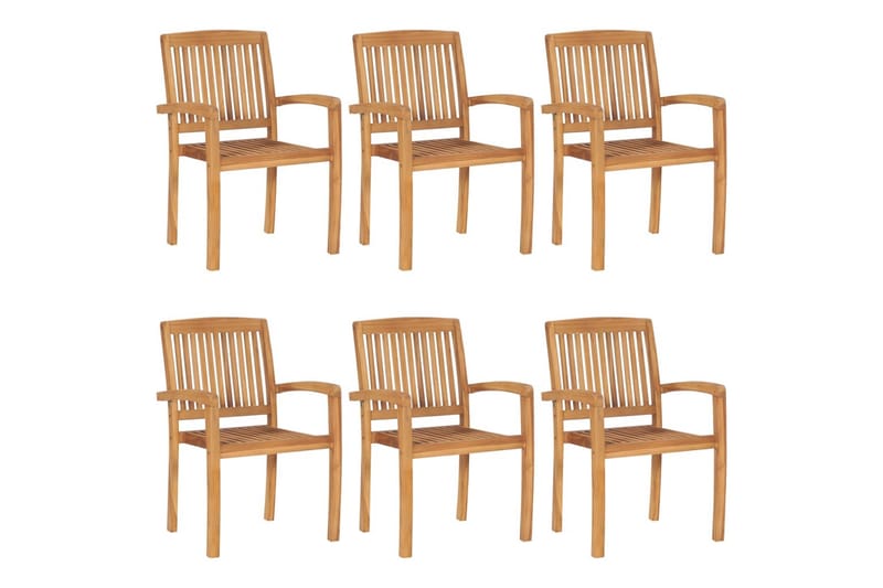 Stablebare hagestoler 6 stk heltre teak - Brun - Hagemøbler - Stoler & Lenestoler - Spisestoler & hagestoler utendørs