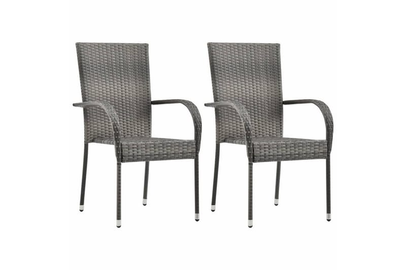 Stablestoler 2 stk grå polyrotting - Grå - Spisestoler & hagestoler utendørs - Balkongstoler