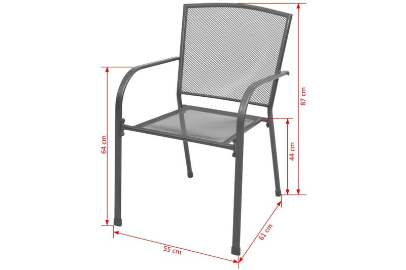 Stablestoler 2 stk stål grå - Grå - Spisestoler & hagestoler utendørs - Balkongstoler