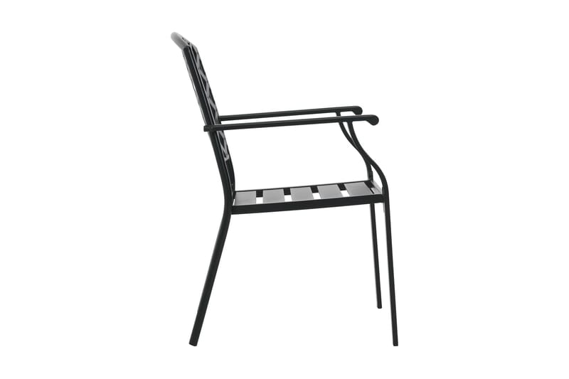 Stablestoler 2 stk stål svart - Svart - Spisestoler & hagestoler utendørs - Balkongstoler