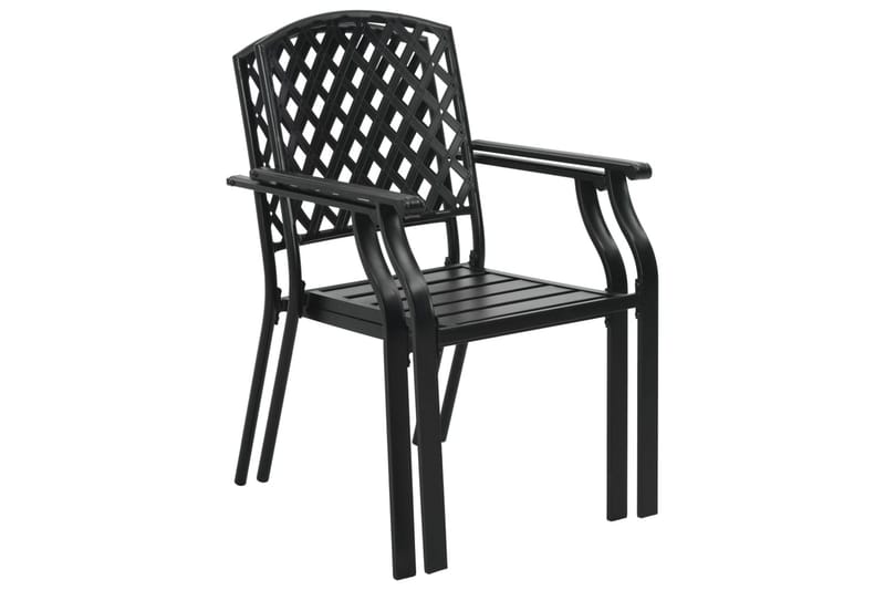 Stablestoler 2 stk stål svart - Svart - Spisestoler & hagestoler utendørs - Balkongstoler