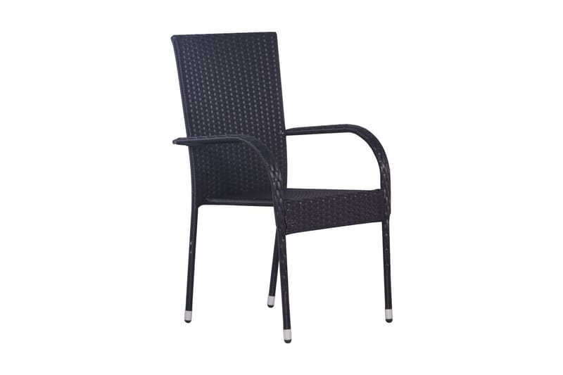 Stablestoler 2 stk polyrotting svart - Svart - Spisestoler & hagestoler utendørs - Balkongstoler