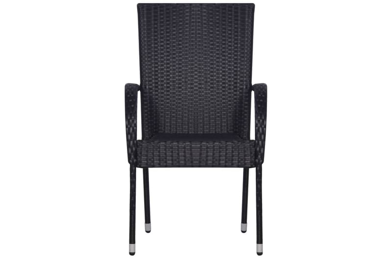 Stablestoler 2 stk polyrotting svart - Svart - Spisestoler & hagestoler utendørs - Balkongstoler