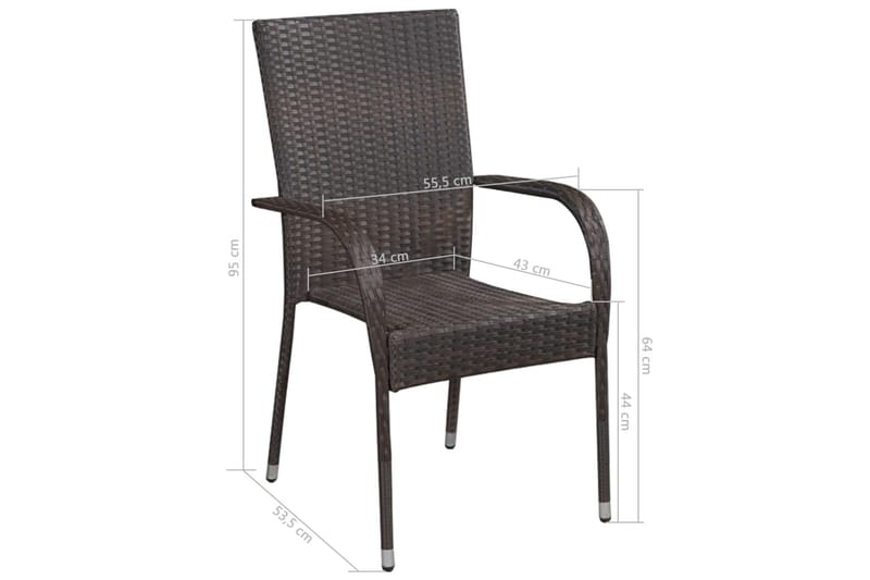 Stablestoler 2 stk polyrotting brun - Brun - Spisestoler & hagestoler utendørs - Balkongstoler