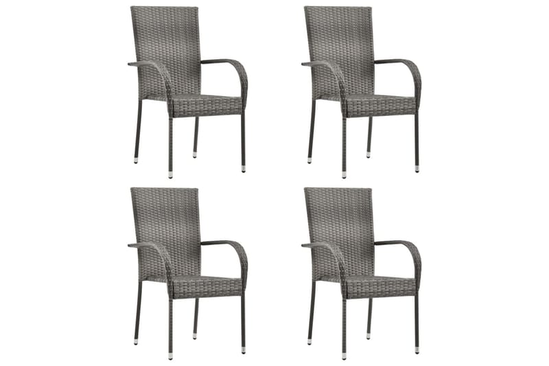 Stablestoler 4 stk grå polyrotting - Grå - Spisestoler & hagestoler utendørs - Balkongstoler