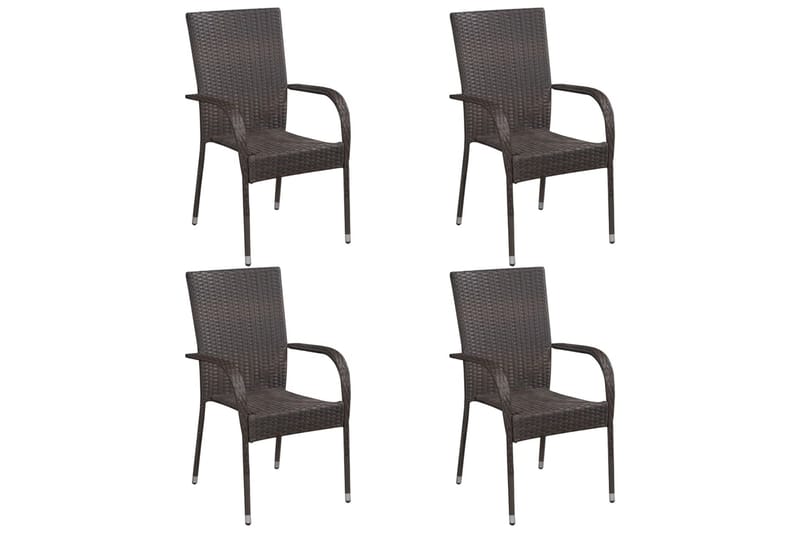 Stablestoler 4 stk polyrotting brun - Brun - Spisestoler & hagestoler utendørs - Balkongstoler
