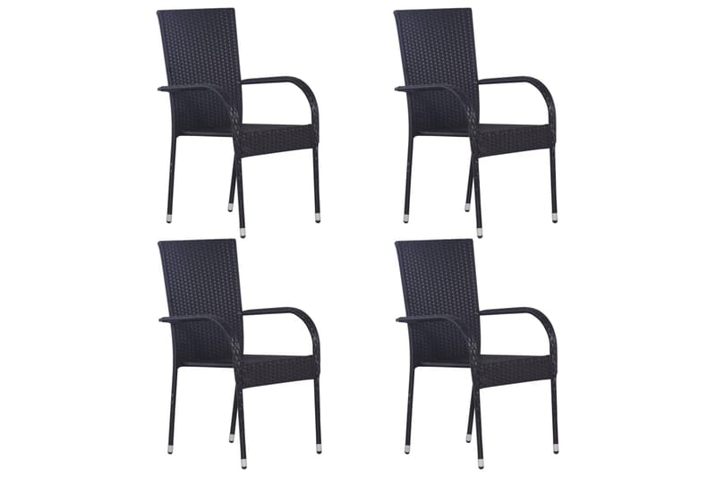 Stablestoler 4 stk polyrotting svart - Svart - Spisestoler & hagestoler utendørs - Balkongstoler