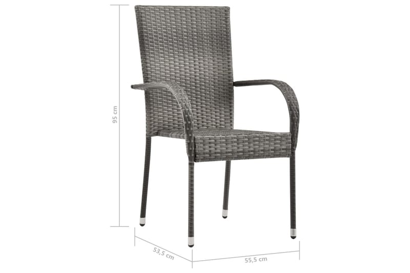 Stablestoler 6 stk grå polyrotting - Grå - Spisestoler & hagestoler utendørs - Balkongstoler