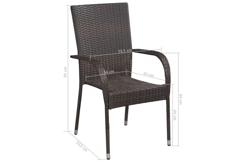Stablestoler 6 stk polyrotting brun - Brun - Spisestoler & hagestoler utendørs - Balkongstoler