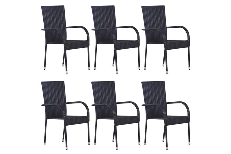 Stablestoler 6 stk polyrotting svart - Svart - Spisestoler & hagestoler utendørs - Balkongstoler