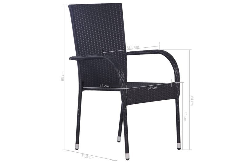 Stablestoler 6 stk polyrotting svart - Svart - Spisestoler & hagestoler utendørs - Balkongstoler