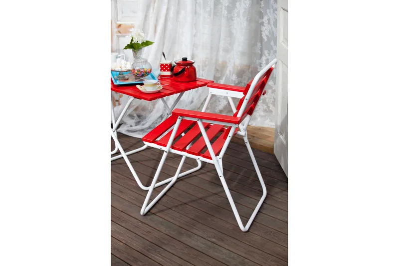 Stol Retro rød / hvit - Varax - Hagemøbler - Stoler & Lenestoler - Spisestoler & hagestoler utendørs