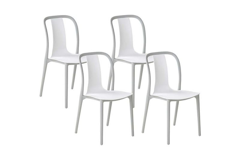 Tredgårdsstol 4 st Hvit/grå SPEZIA - Hvit - Spisestoler & hagestoler utendørs - Balkongstoler