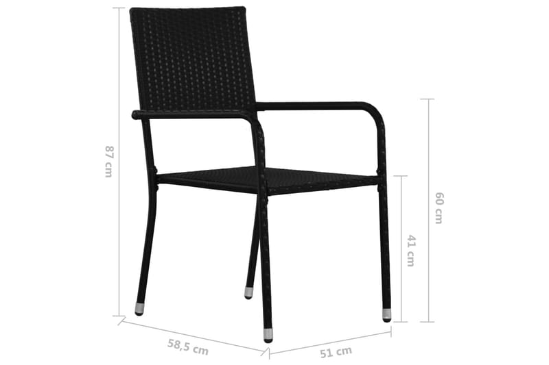 Utendørs spisestoler 2 stk svart polyrotting - Spisestoler & hagestoler utendørs - Balkongstoler
