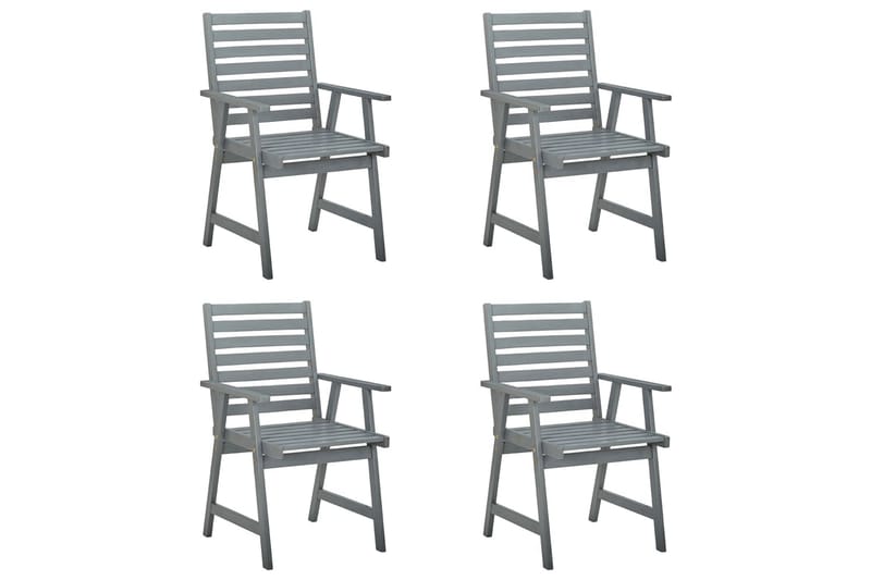 Utendørs spisestoler 4 stk grå heltre akasie - Grå - Spisestoler & hagestoler utendørs - Balkongstoler