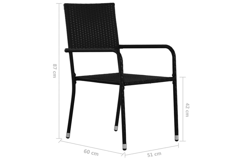Utendørs spisestoler 4 stk svart polyrotting - Svart - Spisestoler & hagestoler utendørs - Balkongstoler