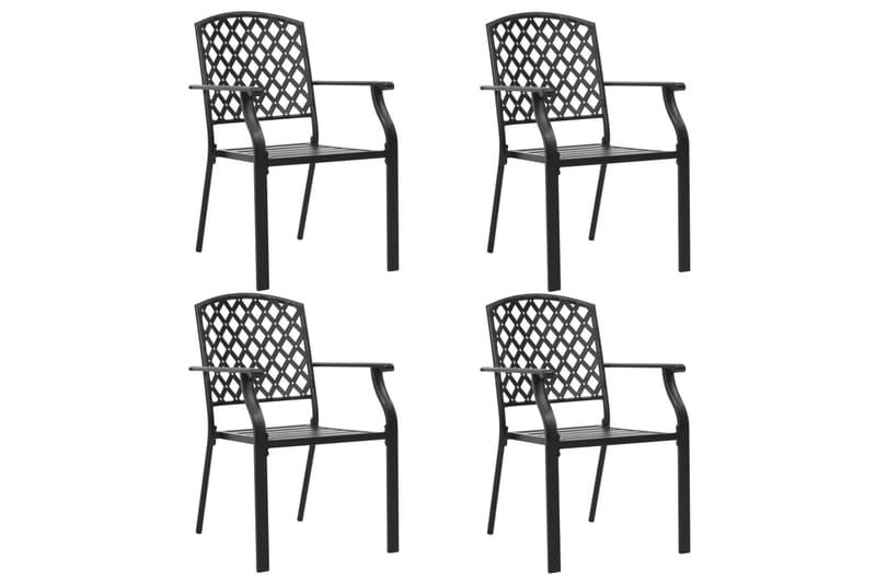 Utestoler 4 stk nettingdesign stål svart - Spisestoler & hagestoler utendørs - Balkongstoler