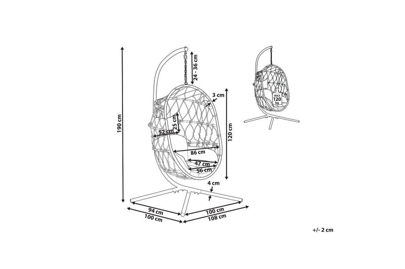 Hengestol Adria - Hvit, Grå - Hagemøbler - Stoler & Lenestoler - Hengestoler