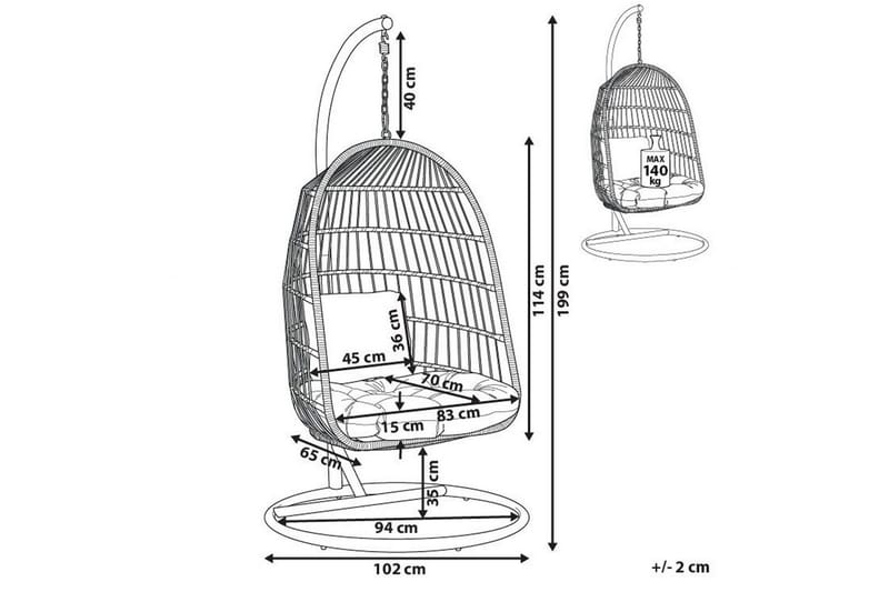 Hengestol Allera - Hvit, Grå - Hagemøbler - Stoler & Lenestoler - Hengestoler