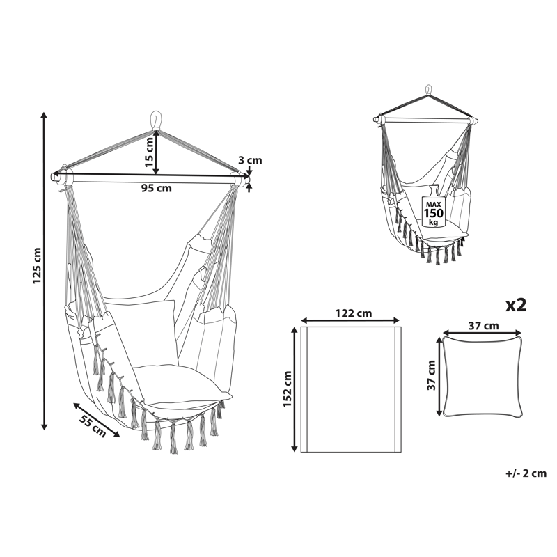 Hengestol utendørs Bonea Bomull - Rosa - Hagemøbler - Stoler & Lenestoler - Hengestoler