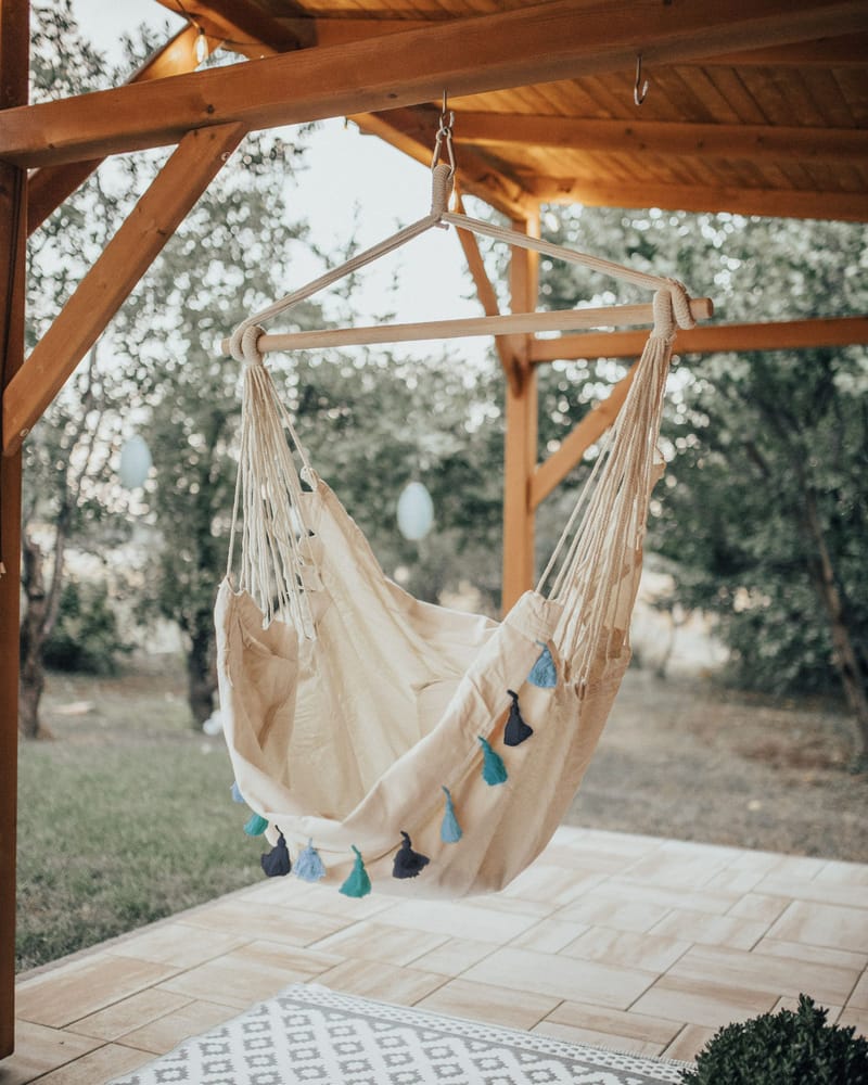 Hengestol utendørs Varena Bomull - Beige/Blå - Hagemøbler - Stoler & Lenestoler - Hengestoler