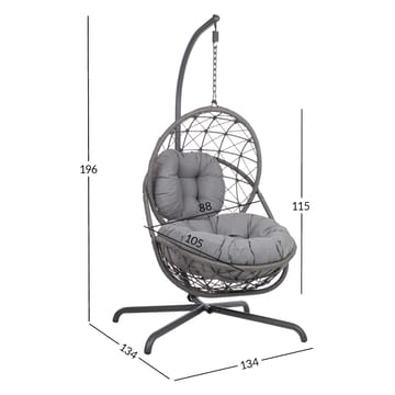 Hengestol HOME4YOU Amara 134x134x196 cm mørkegrå - Mørkegrå - Hagemøbler - Stoler & Lenestoler - Hengestoler - Hengestol med stativ