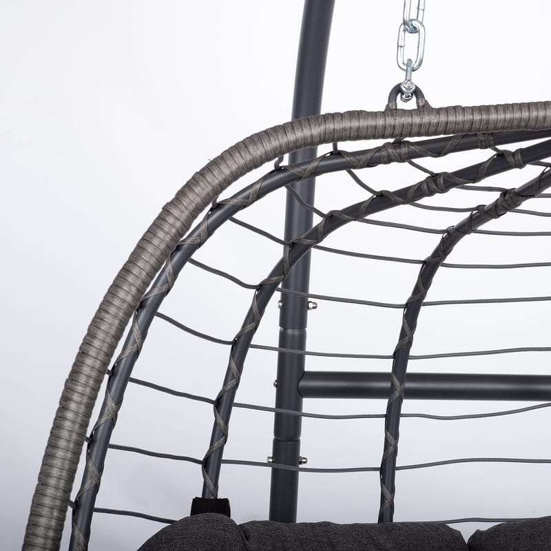 Hengestol HOME4YOU Finse 2-seter 142x106x194 cm mørkegrå - mørkegrå - Hagemøbler - Stoler & Lenestoler - Hengestoler - Hengestol med stativ