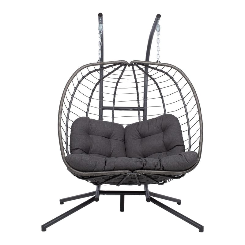 Hengestol HOME4YOU Finse 2-seter 142x106x194 cm mørkegrå - mørkegrå - Hagemøbler - Stoler & Lenestoler - Hengestoler - Hengestol med stativ