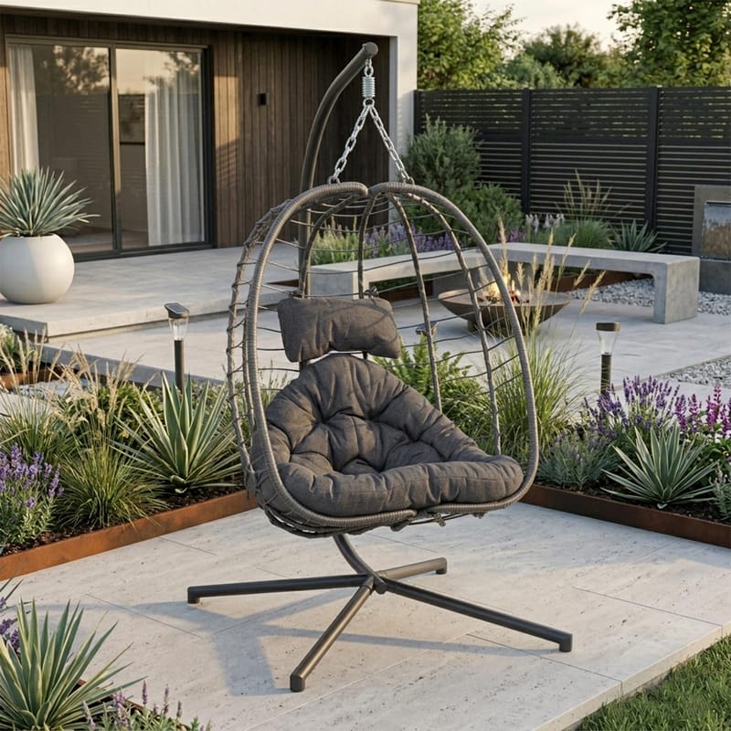 Hengestol HOME4YOU Granvin 90x114x186 cm mørkegrå - mørkegrå - Hagemøbler - Stoler & Lenestoler - Hengestoler - Hengestol med stativ