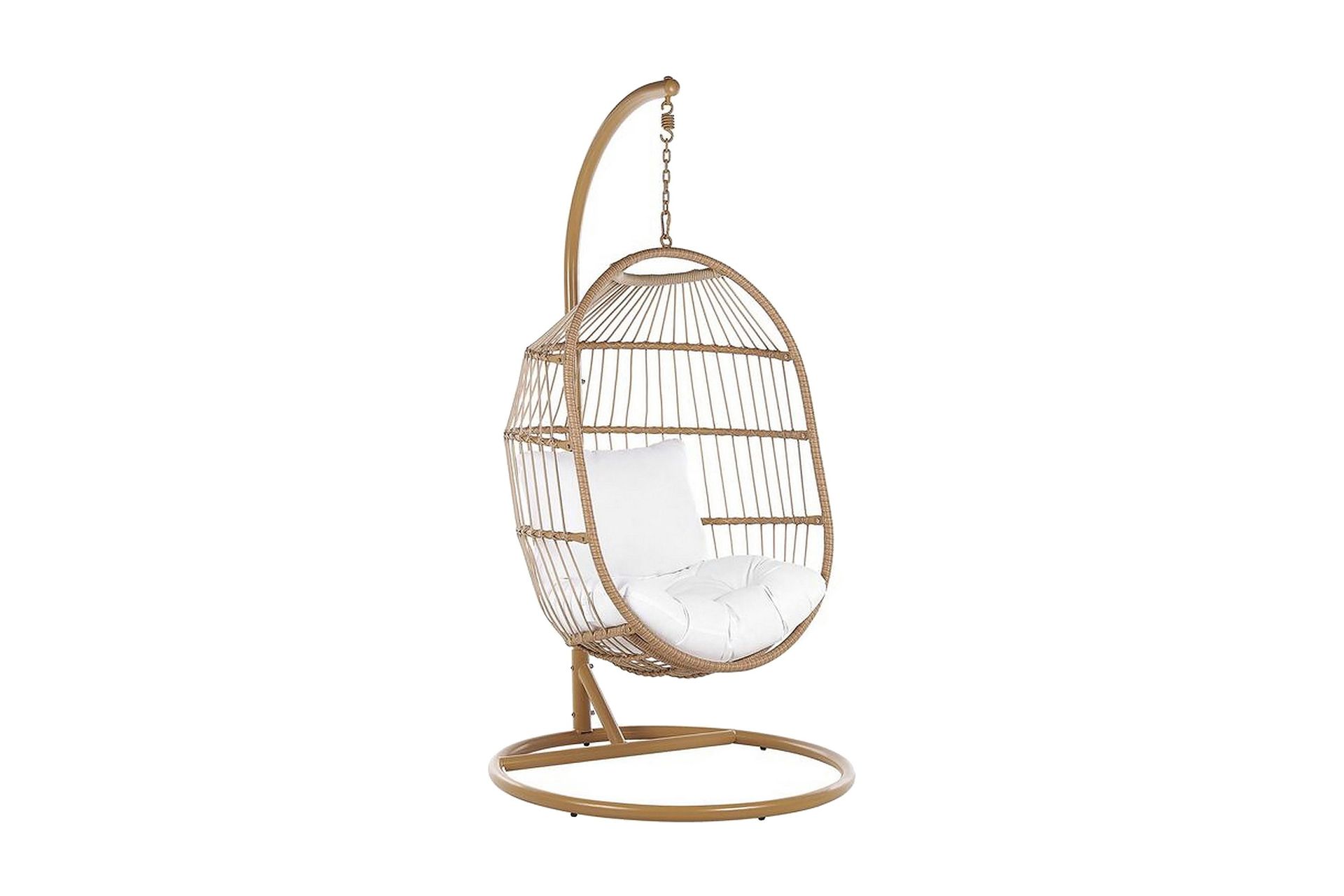 Hengestol med stativ kunstrotting beige ALBA - Tre / Natur