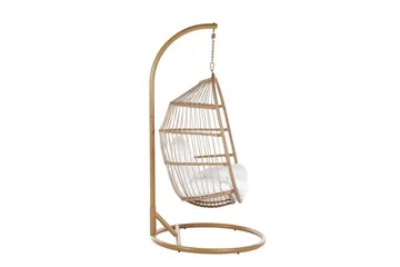 Hengestol med stativ kunstrotting beige ALBA - Tre / Natur - Hagemøbler - Stoler & Lenestoler - Hengestoler