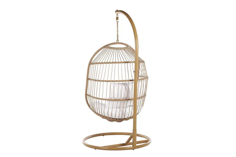 Hengestol med stativ kunstrotting beige ALBA - Tre / Natur - Hagemøbler - Stoler & Lenestoler - Hengestoler