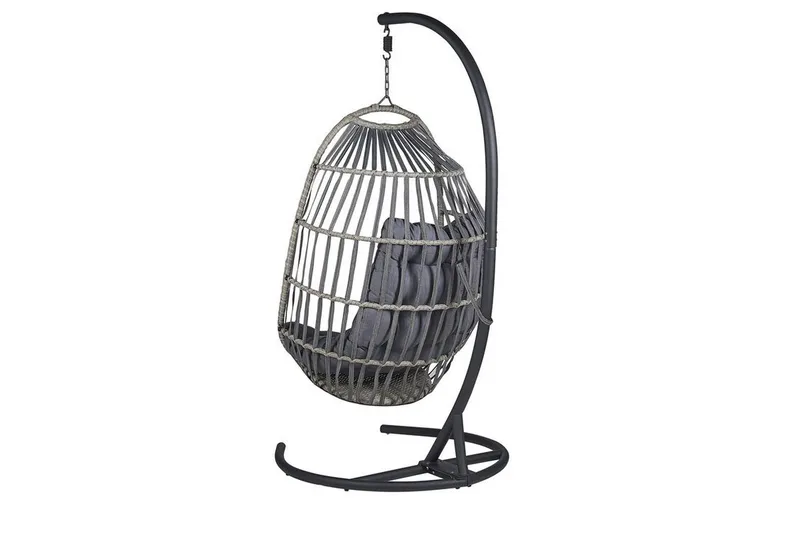 Hengestol med stativ kunstrotting Mørkegrå SESIA - Grå - Hagemøbler - Stoler & Lenestoler - Hengestoler