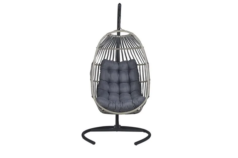 Hengestol med stativ kunstrotting Mørkegrå SESIA - Grå - Hagemøbler - Stoler & Lenestoler - Hengestoler