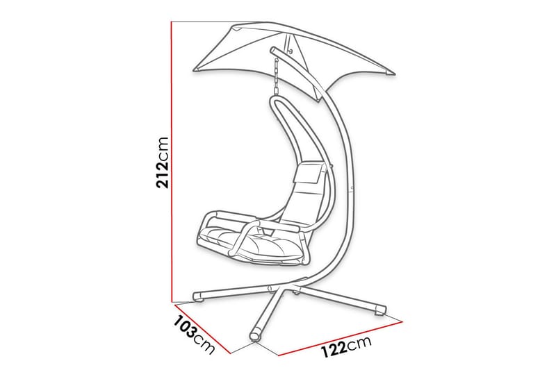 Hengestol Utendørs – Hengestol – Hengestol med stativ og tak for balkong og uteplass - Svart|Grå - Hagemøbler - Stoler & Lenestoler - Hengestoler