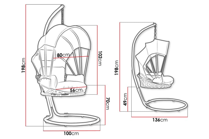 Hengestol Utendørs med stativ og tak – Hengestol – Hengestol - Svart - Hagemøbler - Stoler & Lenestoler - Hengestoler
