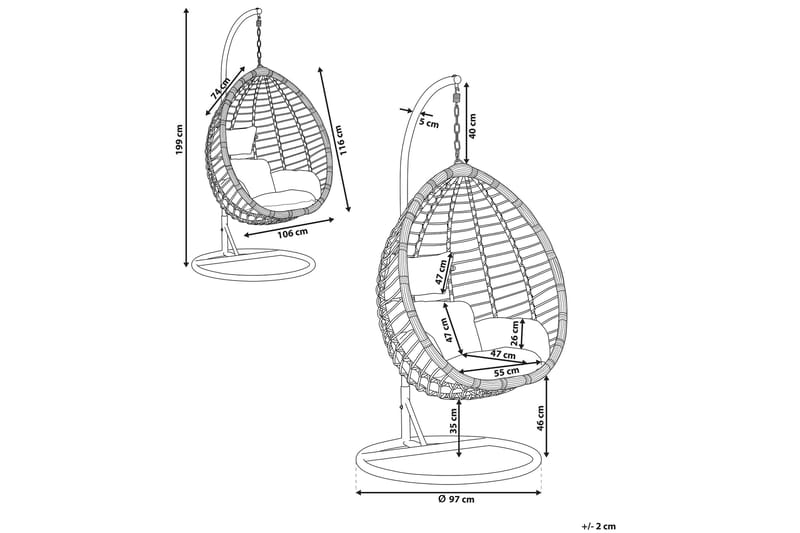 Parylak Hengestol med Stativ - Grå - Hagemøbler - Stoler & Lenestoler - Hengestoler
