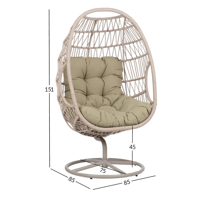 Hvilestol HOME4YOU Cassia Swivel 85x85x151 cm Beige - beige - Hagemøbler - Stoler & Lenestoler - Utelenestoler
