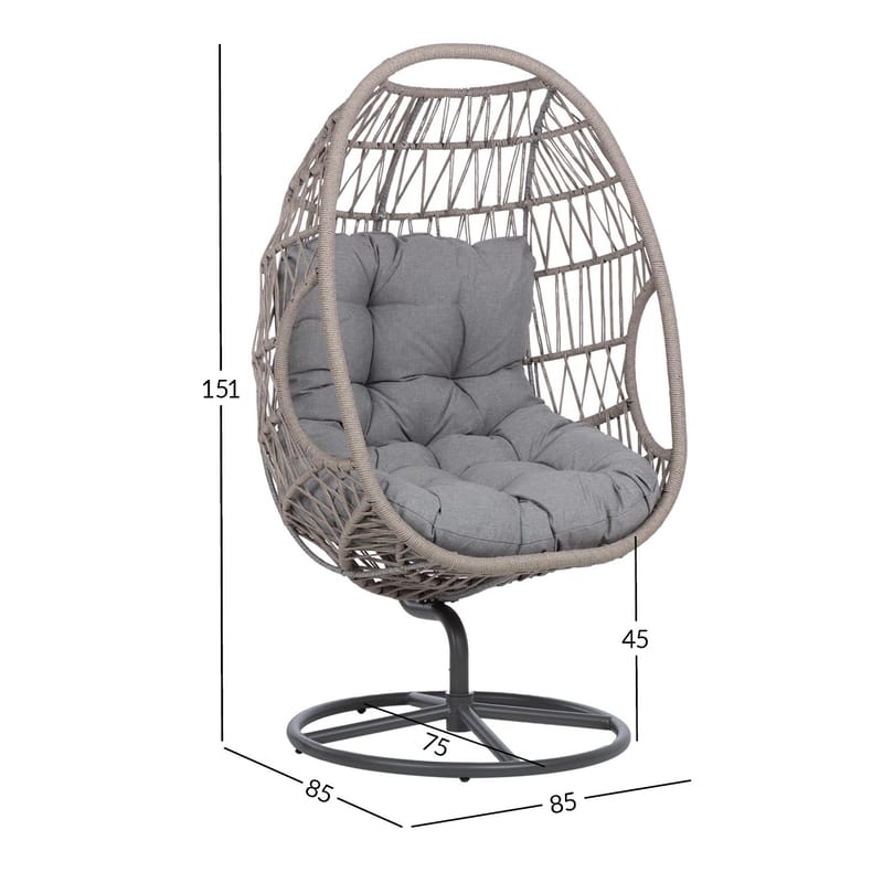 Hvilestol HOME4YOU Cassia Swivel 85x85x151 cm Grå - grå - Hagemøbler - Stoler & Lenestoler - Utelenestoler