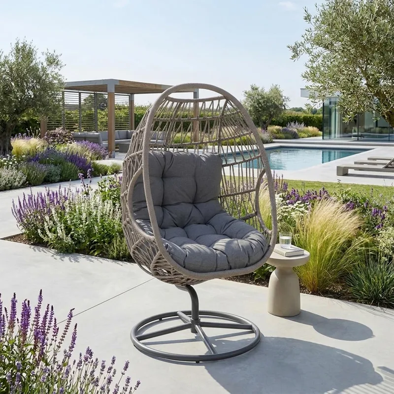 Hvilestol HOME4YOU Cassia Swivel 85x85x151 cm Grå - grå - Hagemøbler - Stoler & Lenestoler - Utelenestoler