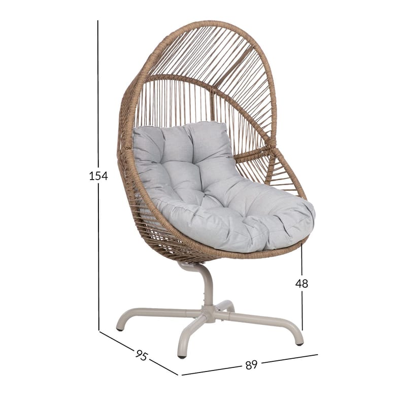 Hvilestol HOME4YOU Dorian swivel 89x95x154 cm lysebrun - Lysebrun - Hagemøbler - Stoler & Lenestoler - Utelenestoler