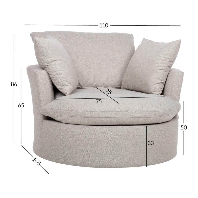 Lenestol HOME4YOU Fluffy svingbar 110x105x65/86 cm Lys grå - Lys grå - Hagemøbler - Stoler & Lenestoler - Utelenestoler