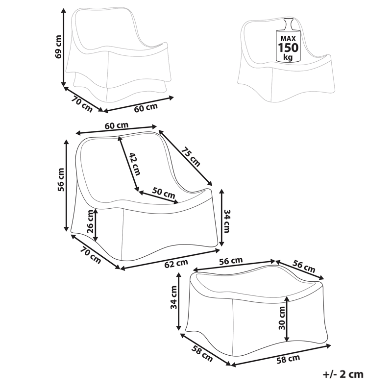 Lenestol utendørs med fotskammel Aigani rotting - Naturlig/beige - Hagemøbler - Stoler & Lenestoler - Utelenestoler