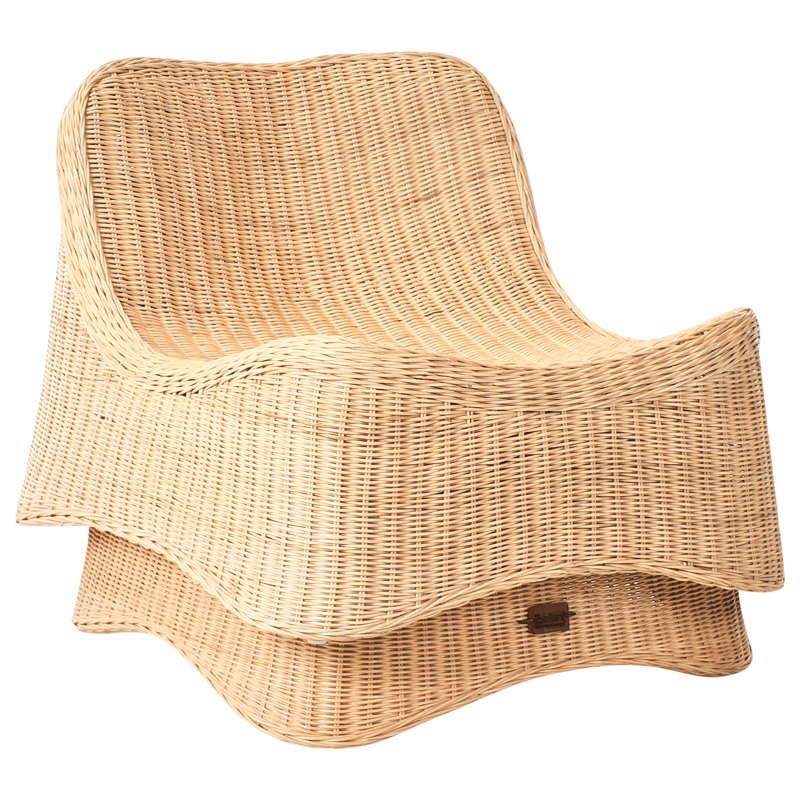 Lenestol utendørs med fotskammel Aigani rotting - Naturlig/beige - Hagemøbler - Stoler & Lenestoler - Utelenestoler