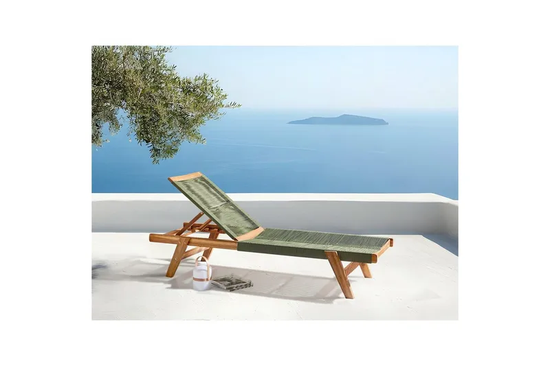 Lenestol Prossedi Grønn/lyst tre - Grønn/lyst tre - Hagemøbler - Stoler & Lenestoler - Solseng & solvogner